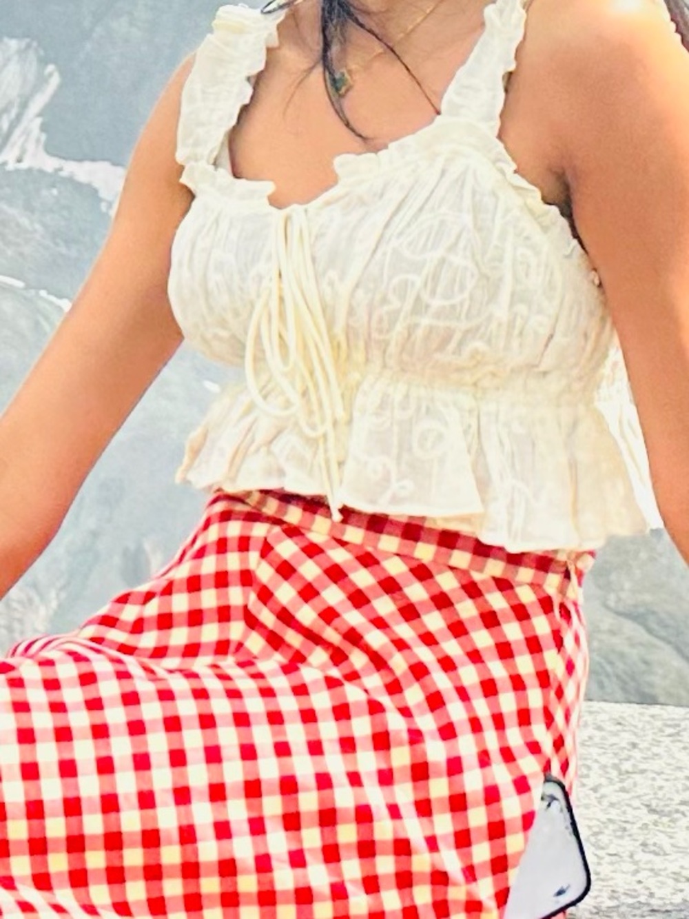 Zara White Lace Cropped Tank Top XS